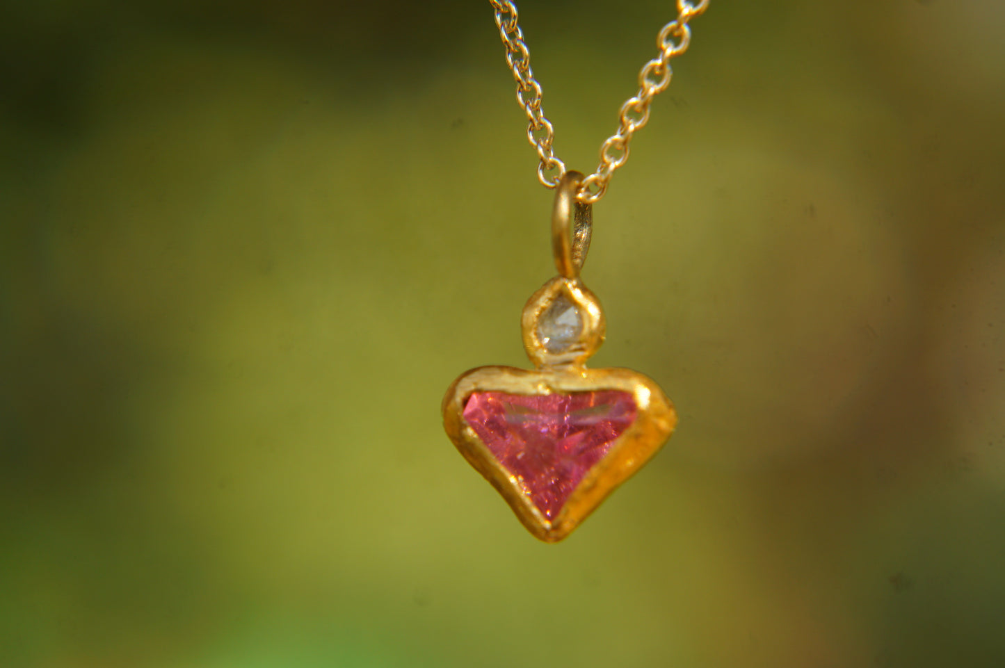 22 Kt Israeli Designed Pink Tourmaline Pendant