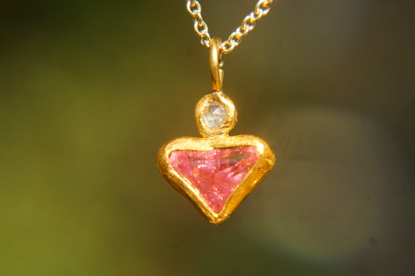 22 Kt Israeli Designed Pink Tourmaline Pendant