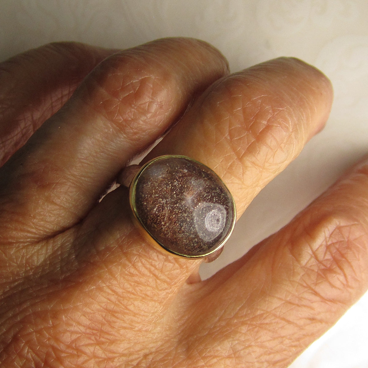 Diamond and Dumortierite Engagement Ring