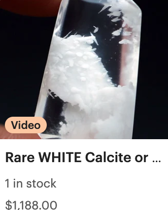 Rare WHITE Calcite or possibly Salt included Quartz Crystal - 16.6 CT - 1 Piece Quartz Specimen. 3852