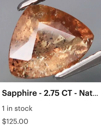 MICA INCLUDED Almond Color Sapphire - 2.75 CT - Natural (Unheated Sapphire). Earth Mined In Tanzania. 0989