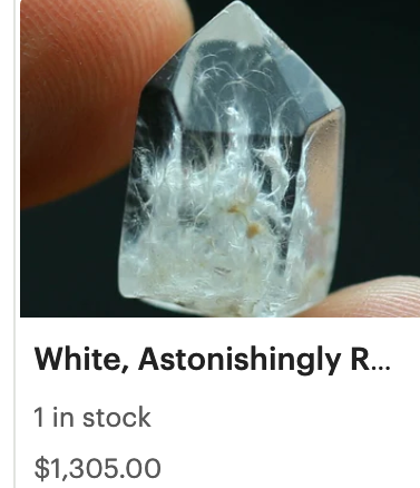 White, Astonishingly Rare, Inclusions of Whispy, Serpentine Halotrichite / Chrysotile Feathers. Naturally encased in Water Clear Quartz.