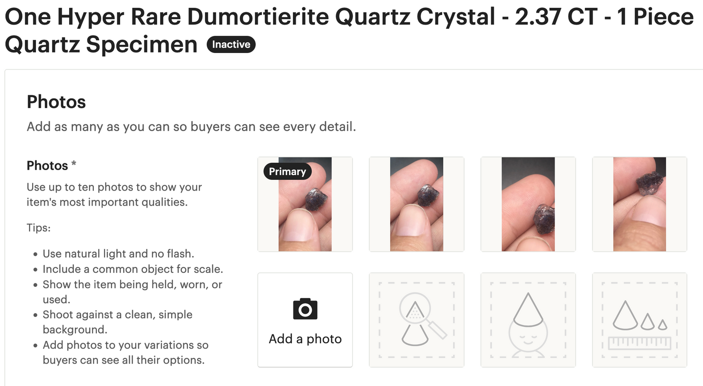 One Hyper Rare Dumortierite Quartz Crystal - 2.37 CT - 1 Piece Quartz Specimen