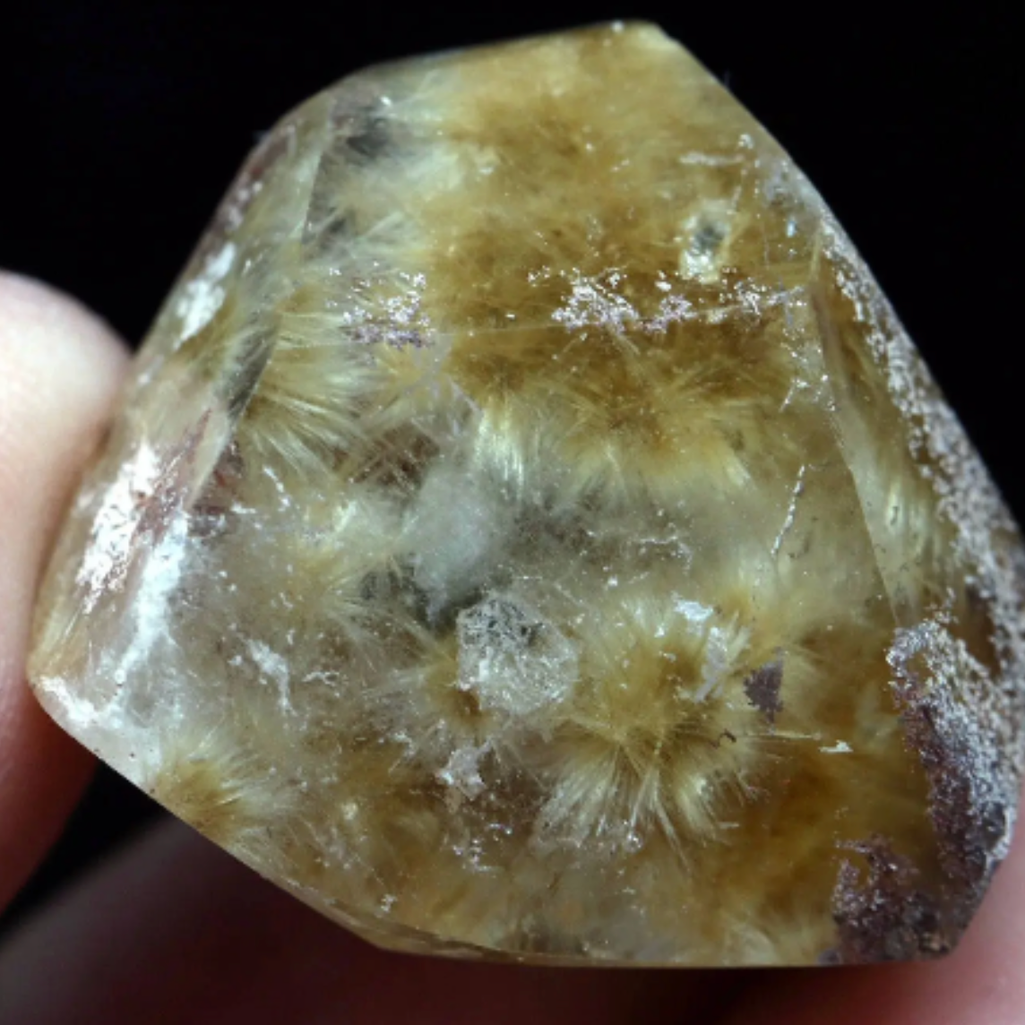 Spectaucular Golden Rutilated GOETHITE OR Cacoxenite Burrs in WaterClear Quartzite - Large. 67 cts. 0333