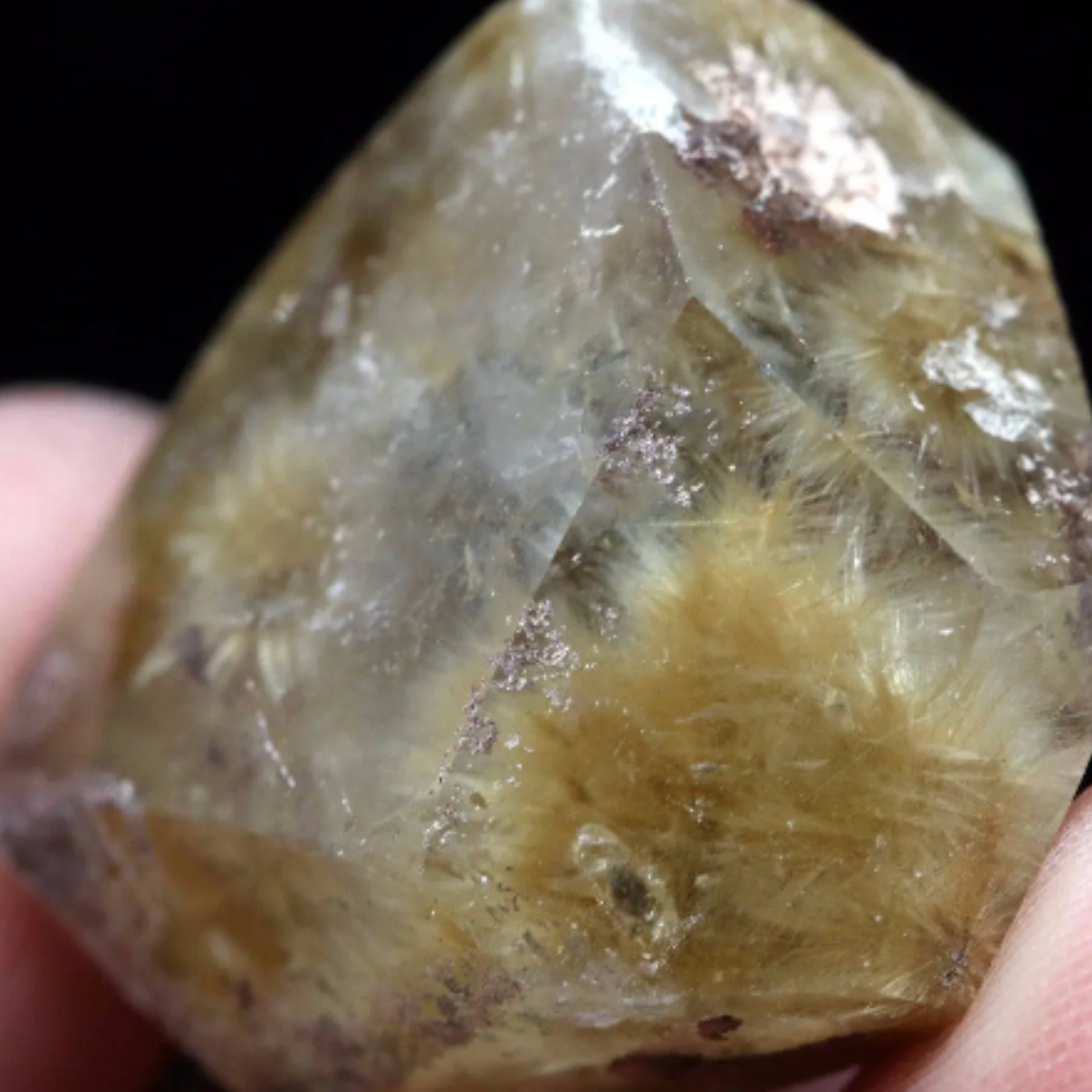 Spectaucular Golden Rutilated GOETHITE OR Cacoxenite Burrs in WaterClear Quartzite - Large. 67 cts. 0333