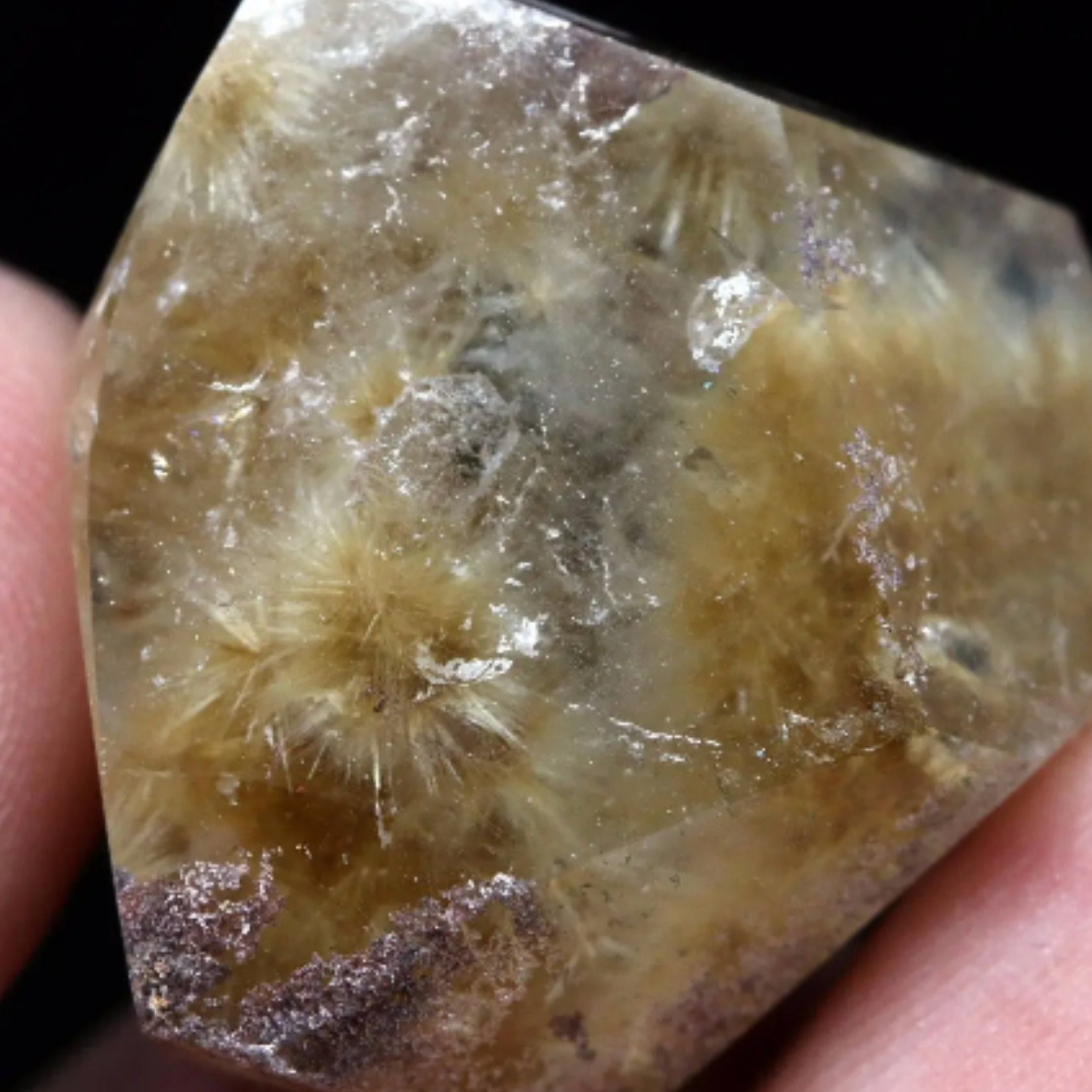 Spectaucular Golden Rutilated GOETHITE OR Cacoxenite Burrs in WaterClear Quartzite - Large. 67 cts. 0333