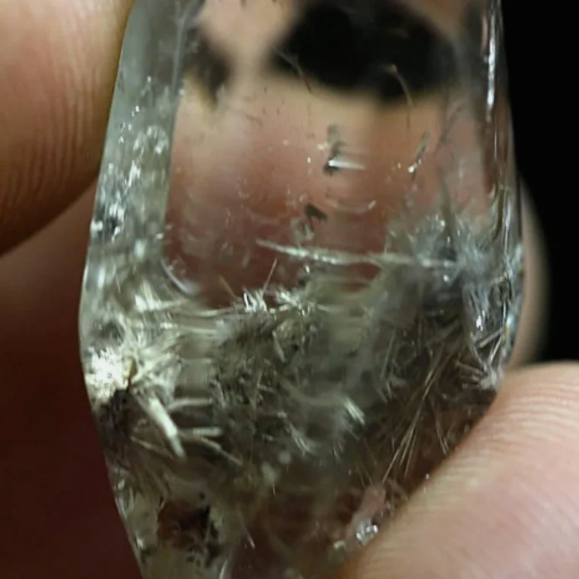 28.2 cts Clear Clear Cacoxenite or Pyrophyllite Platinum Rutilated Burr Quartz Crystal - Rutile Inclusion Specimen