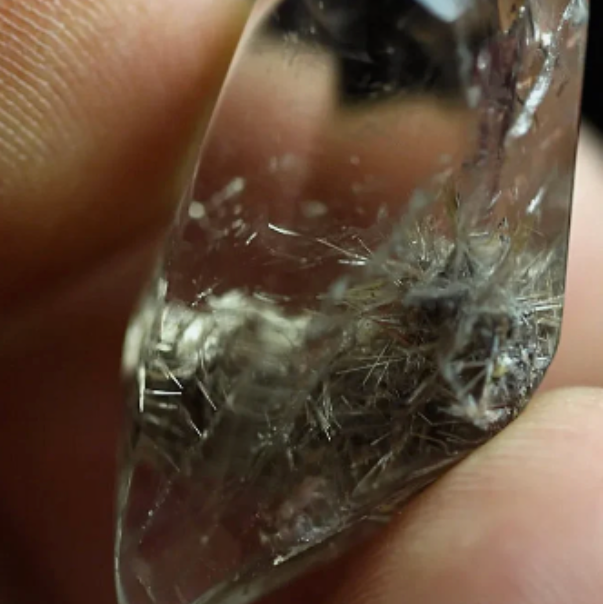 28.2 cts Clear Clear Cacoxenite or Pyrophyllite Platinum Rutilated Burr Quartz Crystal - Rutile Inclusion Specimen