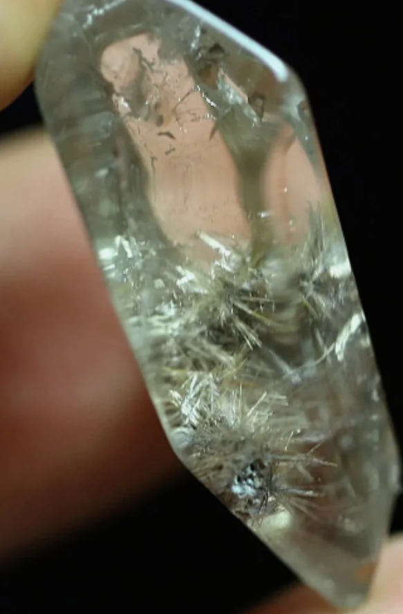 28.2 cts Clear Clear Cacoxenite or Pyrophyllite Platinum Rutilated Burr Quartz Crystal - Rutile Inclusion Specimen