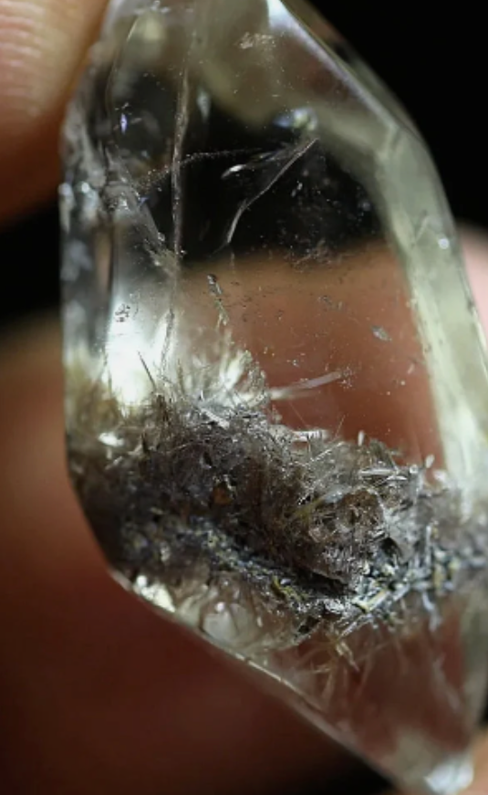 28.2 cts Clear Clear Cacoxenite or Pyrophyllite Platinum Rutilated Burr Quartz Crystal - Rutile Inclusion Specimen