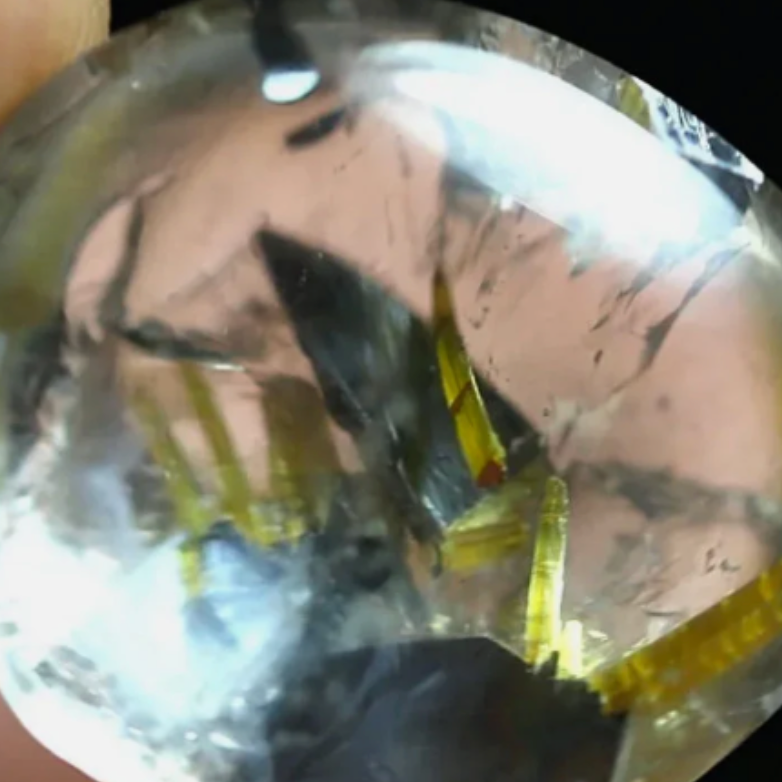 Very Dynamic 12.2 cts Clear Golden Rutilated Quartz Crystal on Mica - Crystal Clear Quartz Crystal.