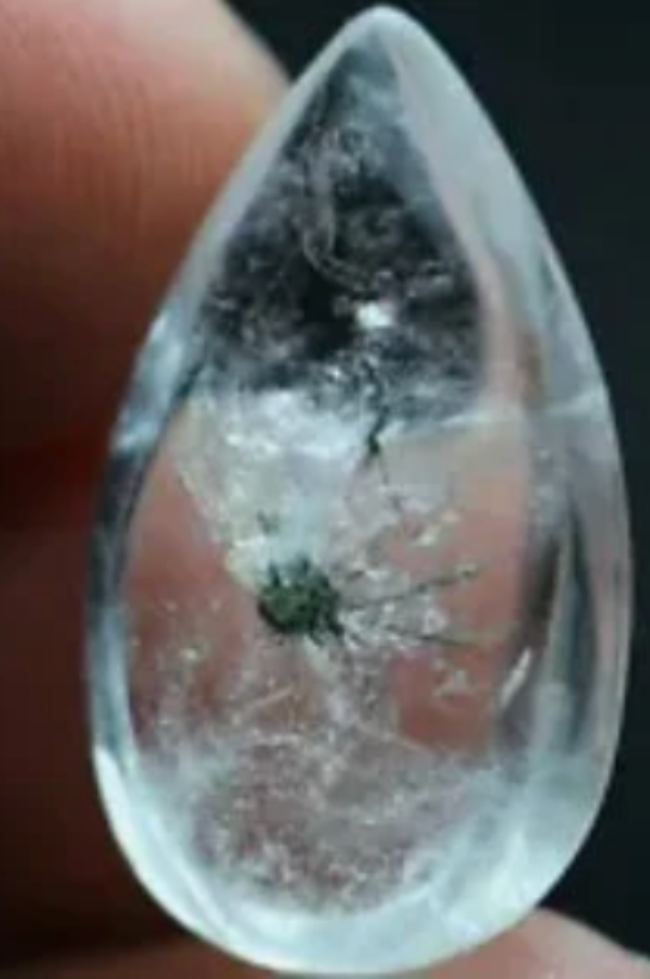 12.2 ct Clear All Natural Quartz - Specimen Epidote or hedenbergite, or Actinolite in quartz. 5554