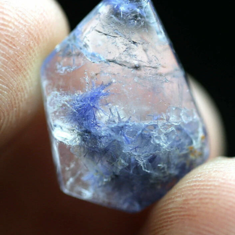 One Hyper-Rare, Dumortierite Quartz Crystal - 10.7 CT - 1 Piece Quartz Specimen.