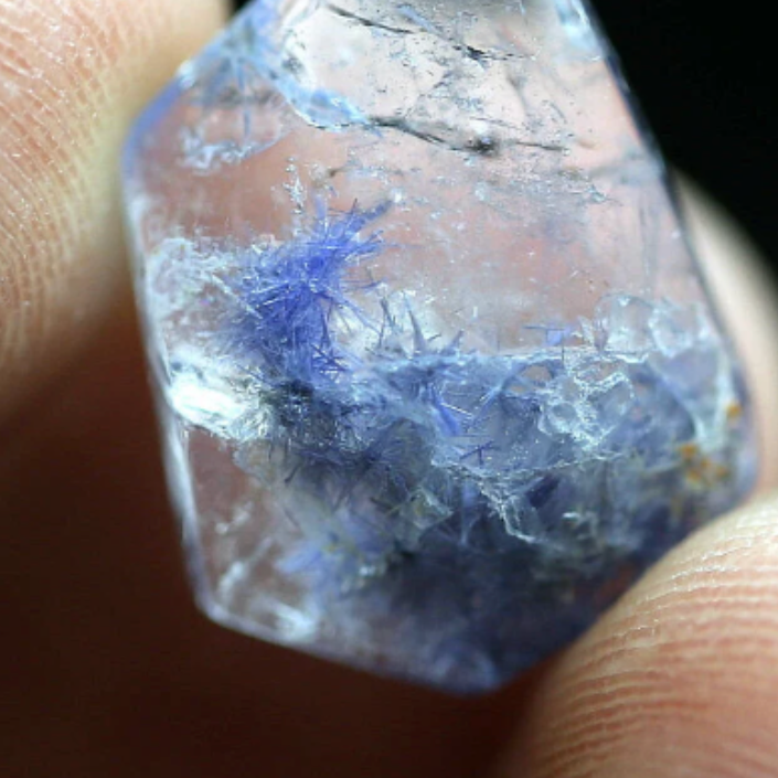 One Hyper-Rare, Dumortierite Quartz Crystal - 10.7 CT - 1 Piece Quartz Specimen.