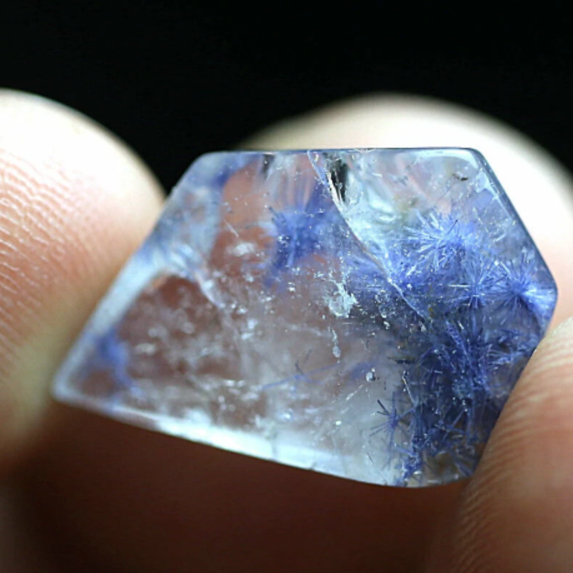 One Hyper-Rare, Dumortierite Quartz Crystal - 10.7 CT - 1 Piece Quartz Specimen.