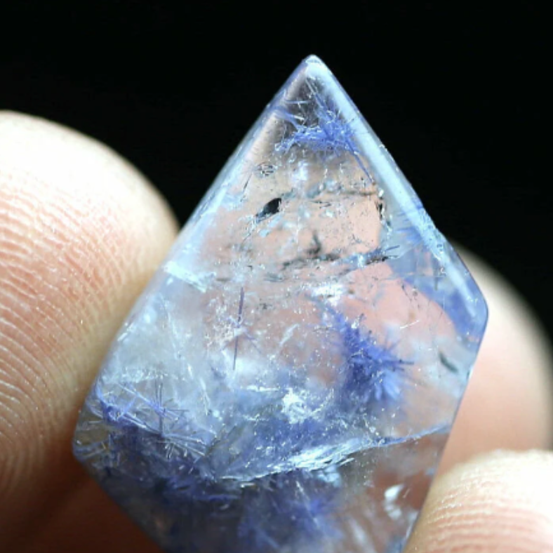 One Hyper-Rare, Dumortierite Quartz Crystal - 10.7 CT - 1 Piece Quartz Specimen.